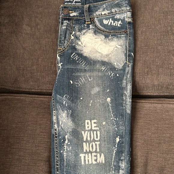 Upcycled by NKD COLLECTIONS cat & jack high rise super skinny size 12 kids jeans - Picture 4 of 5